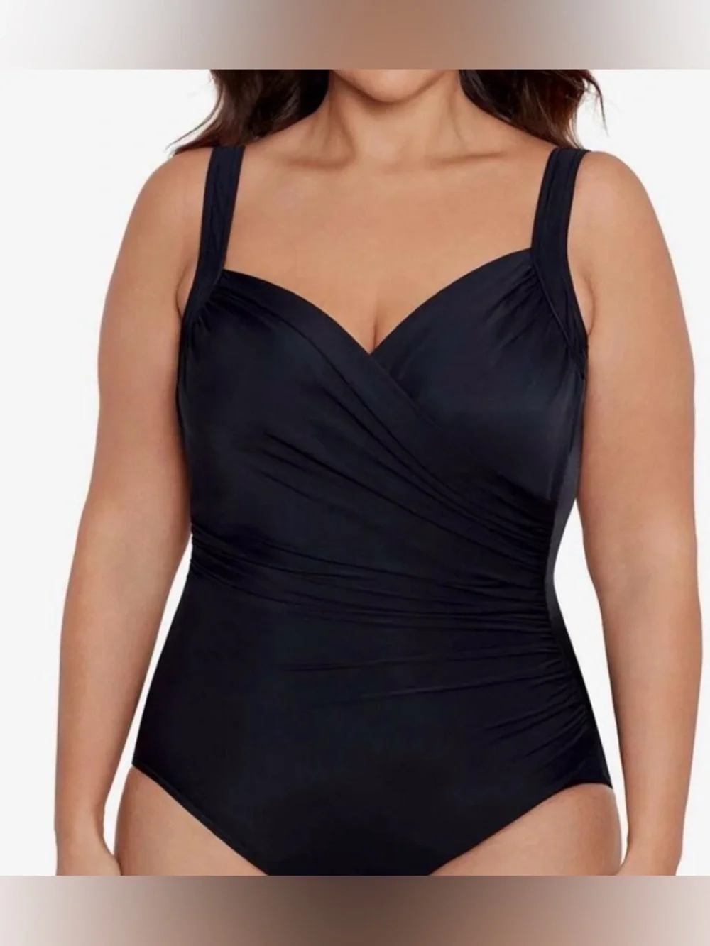 NWT Miraclesuit Sanibel Black One Piece Swimsuit Adjustable Straps Sz 18W